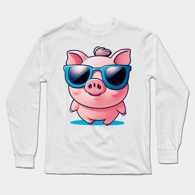 cute pig cartoon Long Sleeve T-Shirt by Ardins